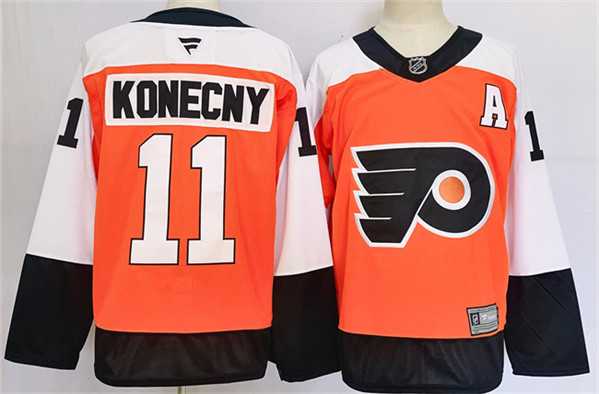 Men%27s Philadelphia Flyers #11 Travis Konecny Orange 2024 Stitched Jersey->philadelphia flyers->NHL Jersey
